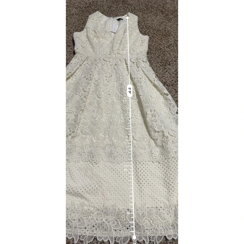 Ann Taylor Cream Floral Lace V-Neck Sleeveless Midi Dress Size 2 NWT